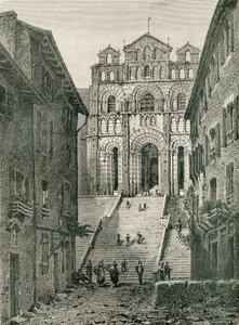 Kathedraal van Le Puy, Le Puy-en-Velay, Auvergne, in de 19e eeuw, uit 